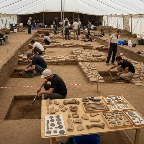 Archaeological Excavation: Uncovering Artifacts at Dusty Site