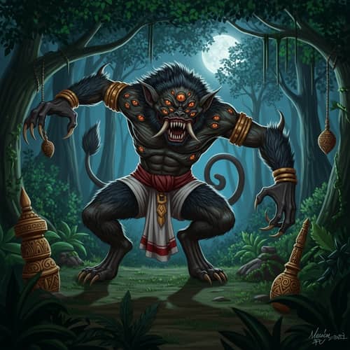 Sri Lankan Monster in Mythology | Dark Fur Creature with Multiple Eyes