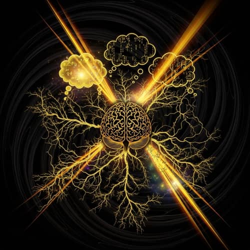 Abstract Black, Gold, and Yellow Mind-Inspired Artwork
