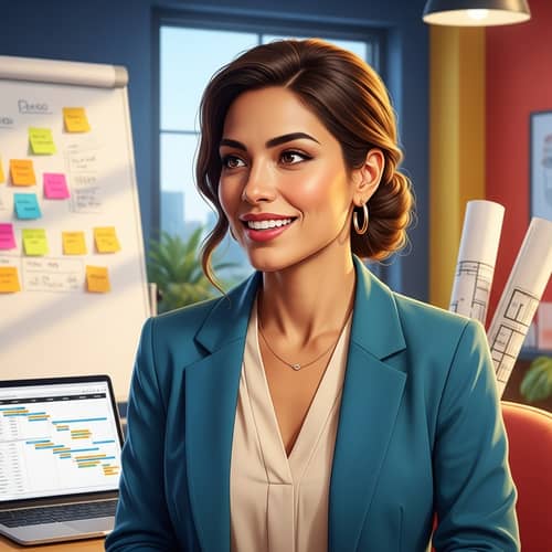 Confident Hispanic Woman Project Manager in Professional Setting
