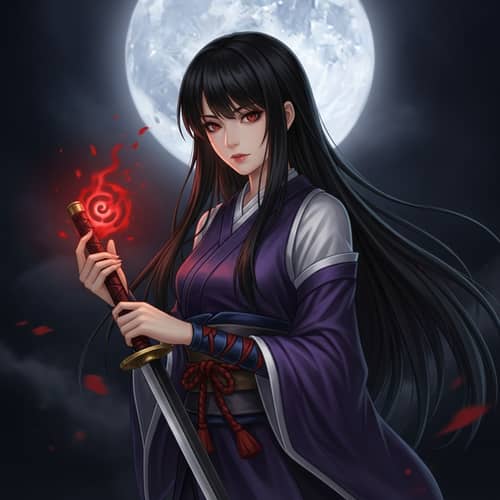 Mysterious Anime-Style Female Character from Folklore