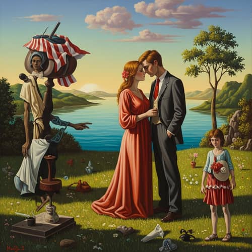 Forbidden Summer Romance Oil Painting | Surrealist Dreamscapes