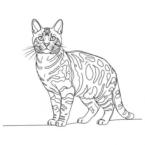 Minimalist Bengal Cat Line Drawing