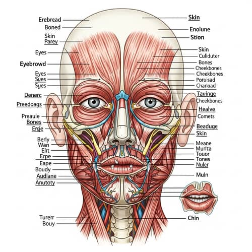 Human Facial Anatomy Guide: Skin, Muscles, Bones & Nerves