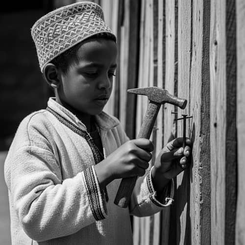 Ethiopian Boy in Traditional Attire - A Vintage Moment