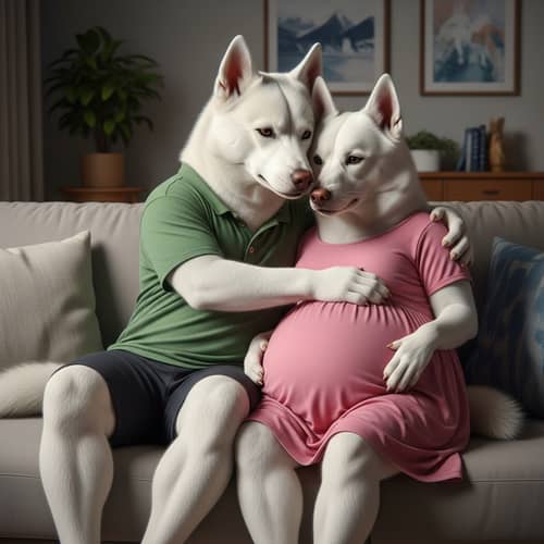 Realistic Husky Dogs Embracing - Heartwarming Connection