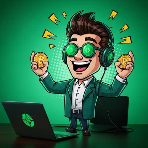 Vibrant Cryptocurrency Cartoon Character: Trust and Positivity
