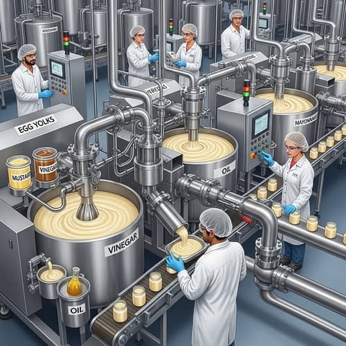 Industrial Mayonnaise Production: High-Tech Factory Process