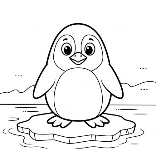 Playful Penguin Cartoon for Coloring | Classic Children's Book Style