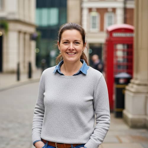 Charming 40-Year-Old Caucasian Woman in UK Urban Setting