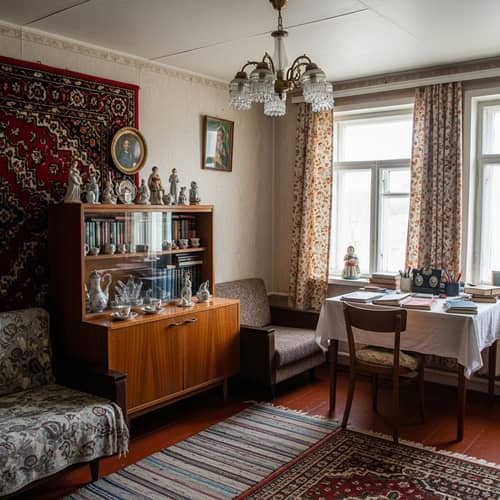 Soviet Khrushchyovka Living Room Design