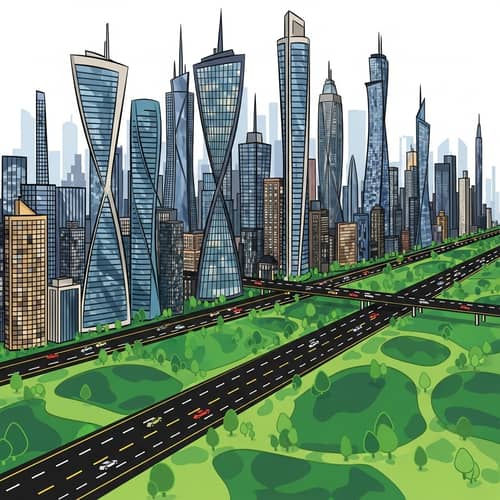 Abstract Cityscape: Energy, Confusion & Harmony Amid Chaos