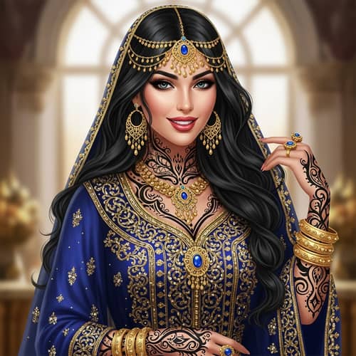 Regal Arabian Princess with Intricate Tattoos | Disney Inspired Art
