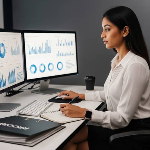 Professional Data Analyst in Action | South Asian Woman at Work
