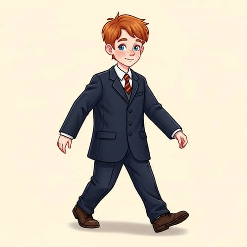Young Boy in Stylish Suit | Wizard-Like Appearance