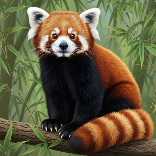 Red Panda in Bamboo Forest: Native Mammal of Eastern Himalayas