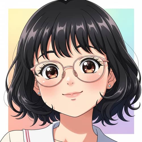 Asian-European Girl with Chubby Cheeks & Rose Gold Glasses