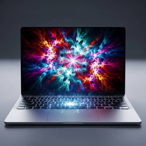 Abstract Laptop Art: Multicolored Fractal Patterns