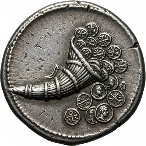 Silver Roman Coin with Horn of Plenty - Symbol of Abundance