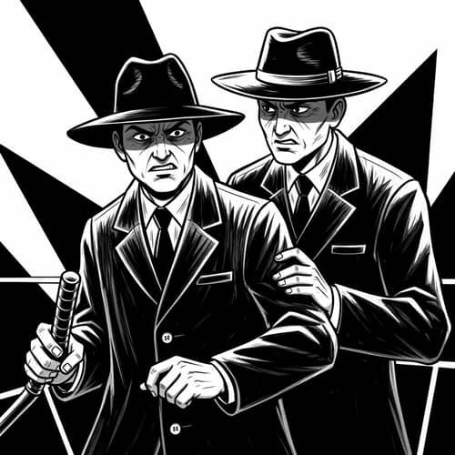 Dark Figures in Contrast - Black-and-White Illustration with Bold Lines