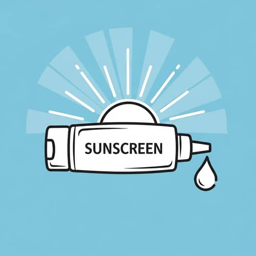 Sunscreen Icon: Tube or Bottle with Sun Rays Design