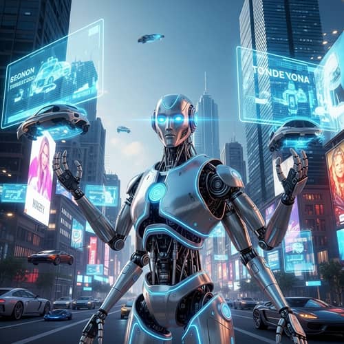 Futuristic Robot Design in Advanced Tech City