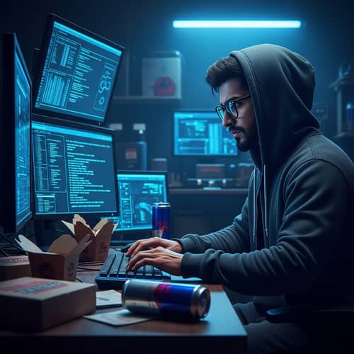Mysterious South Asian Digital Hacker in Intense Atmosphere