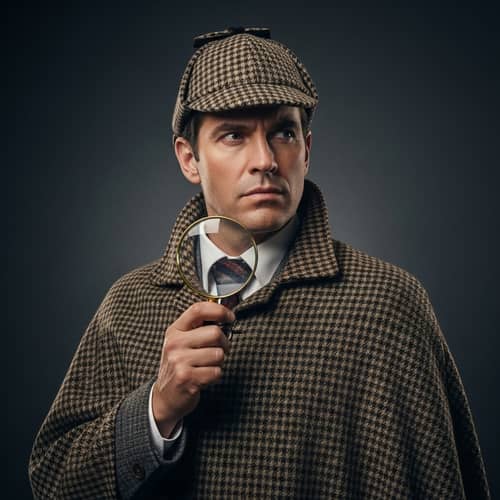 Male British Detective in Vintage Attire with Deerstalker Hat