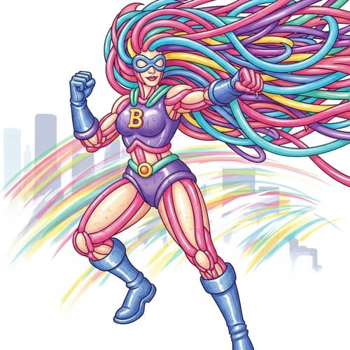 Bubble Gum Female Superhero Illustration