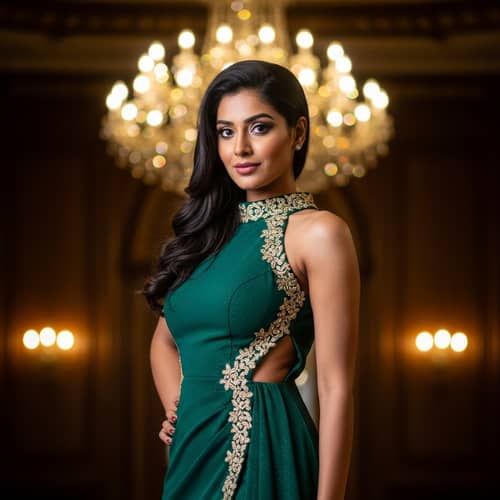 Beautiful South Asian Woman in Formal Dress