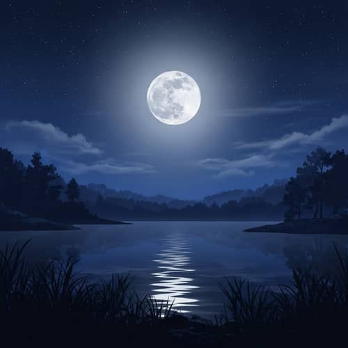 Moonlit Night Scene with Twinkling Stars and Calming Moon Glow
