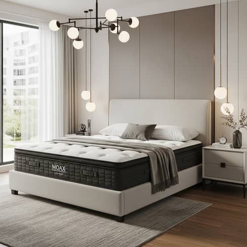 Cozy Modern Interior with Plush Mattress