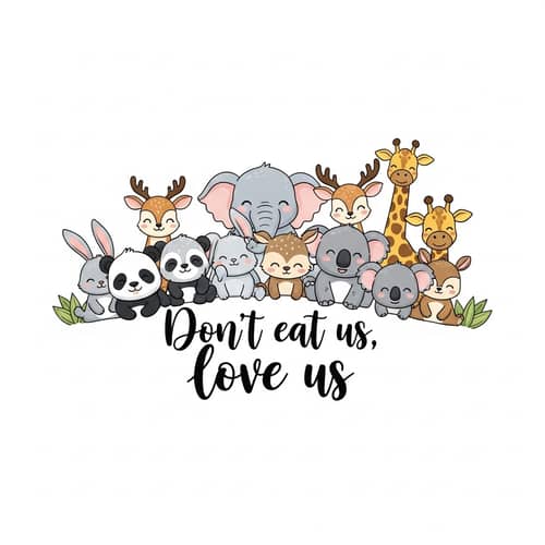 Adorable Animals T-shirt: Don't Eat Us, Love Us