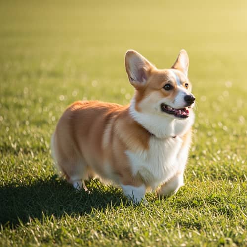 Cheerful Corgi Enjoying Time in Vast Green Field