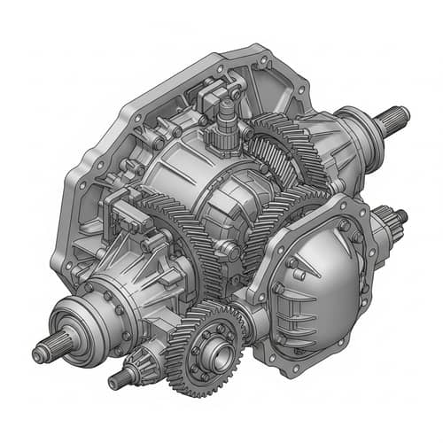 Detailed 3D Isometric View of Four-Wheel Drive Transmission System