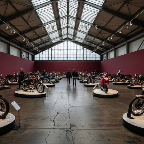 Harley Davidson Museum Interior in Hangar - Vintage Bike Displays