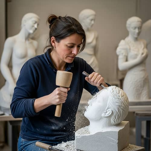 Master Sculptor Crafting Stone Sculptures | Artisan at Work