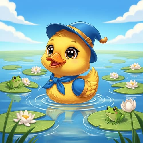 Cute Yellow Duckling Animation | Serene Pond Illustration