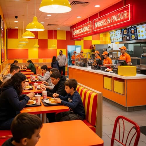 Vibrant Fast Food Restaurant | Orange, Red, Yellow Theme