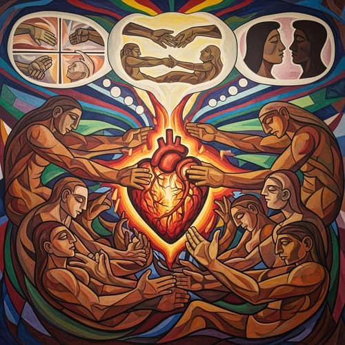 Empathy Symbolizing Abstract Image Inspired by Diego Rivera Style