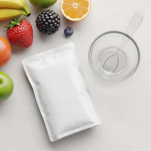 Realistic Baby Food Packaging with Vibrant Fruits | Mealtime Scene