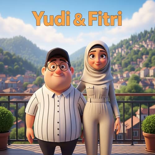 Yudi & Fitri Movie Poster - Married Couple in Animated 3D Animation