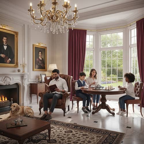 Opulent Family Scene: Multicultural Rich Household