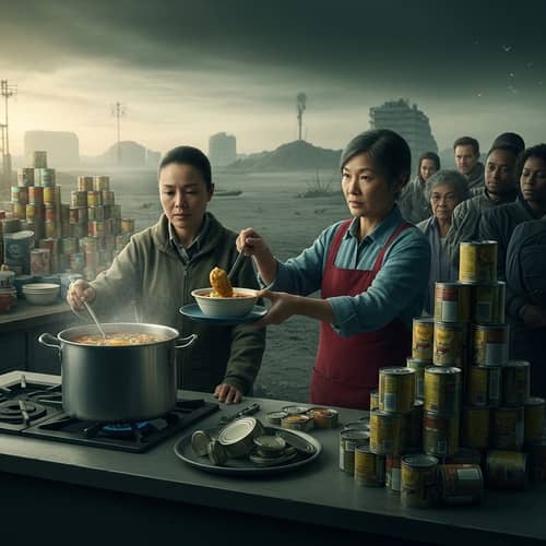 Dystopian World: Asian Woman Inspires Hope with Soup Kitchen