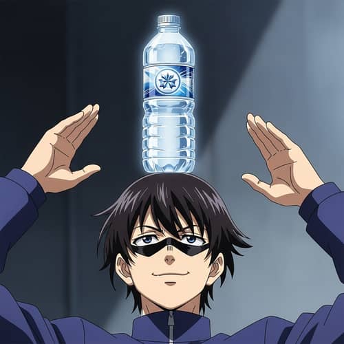 Anime Character Balancing Water Bottle - Expressive Eyes and Exaggerated Hair