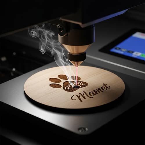 Wooden Pet Tag Creation: Laser Engraving Process