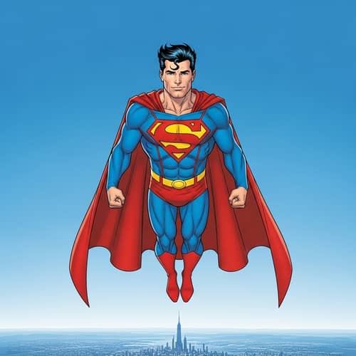Superman Comic Book Character in Heroic Flight