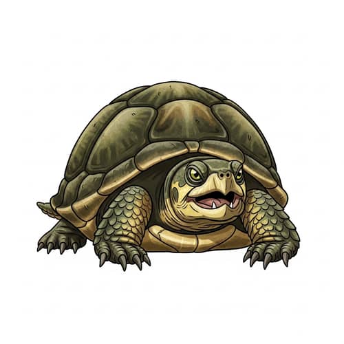 Angry Turtle with Glaring Eyes and Sharp Teeth