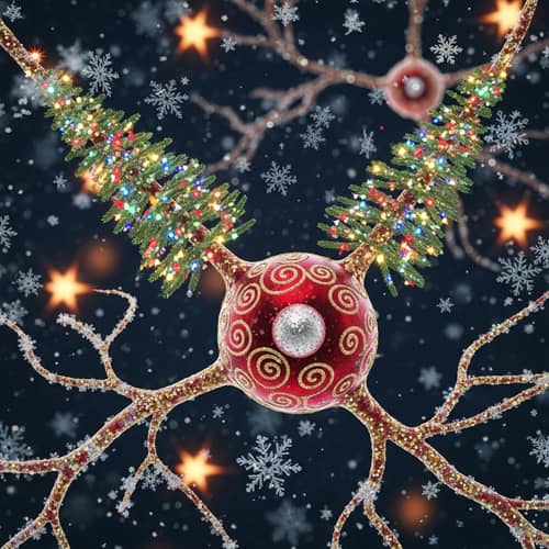Christmas-themed Neuron Microscopy Photo
