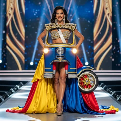 Miss Universe Thailand in Iconic Tuk-Tuk National Costume